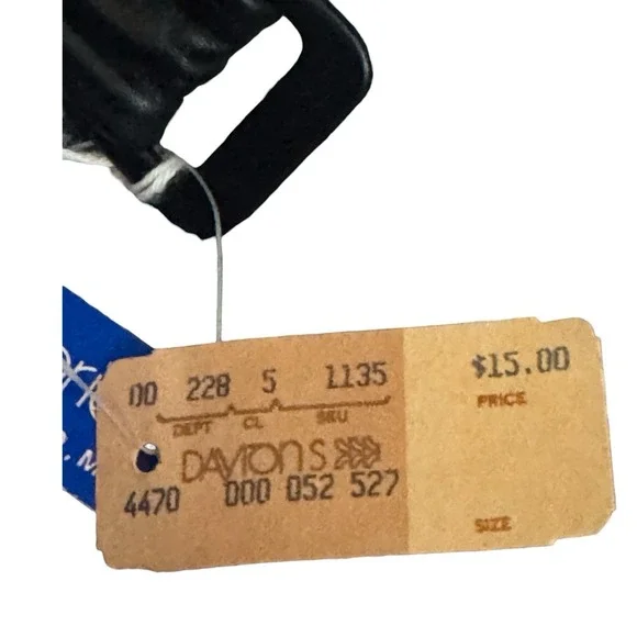 NWT 80's Deadstock Dayton's Dep. Store Black Leather Adjustable Belt Women's 1X - Picture 3 of 7